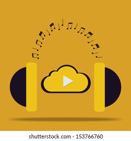 Cloud play with head phone concept ideas vintage color