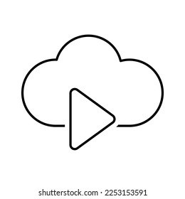 Cloud Play Icon in Line Style