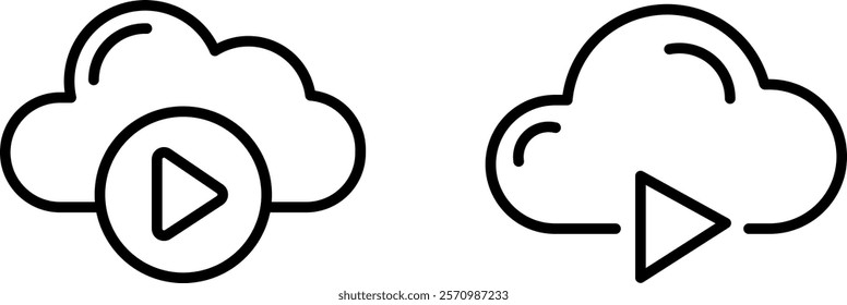 "Cloud Play Icon Representing Streaming, Online Media, and Digital Entertainment for Cloud Services, Music, and Video Playback"