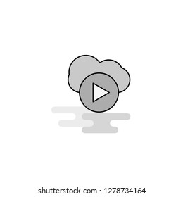 Cloud play  Web Icon. Flat Line Filled Gray Icon Vector