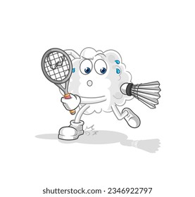 the cloud playing badminton illustration. character vector