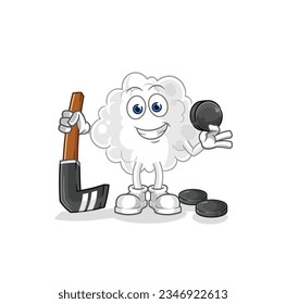 the cloud playing hockey vector. cartoon character