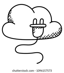 Cloud with plug showing cloud data plugin concept
