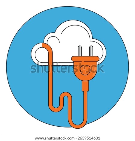 Cloud plugin vector icon, tech tool illustration. Ideal for software, apps, and digital service designs.