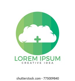 Cloud and plus logo design. Computing sign concept.