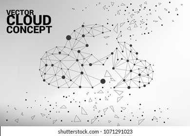 Cloud Polygon Dot Connected Line : Concept Of Cloud Server, Storage And Data