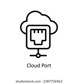 Cloud Port vector  outline Design illustration. Symbol on White background EPS 10 File