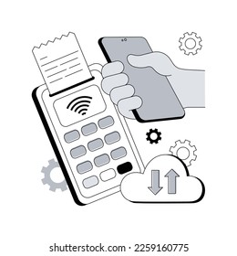 Cloud POS abstract concept vector illustration. Retail software, cloud-based POS, sales management, point of sales system, sale and transaction data storage, EPOS equipment abstract metaphor.