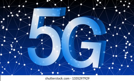 Cloud power in 5G network, vector 3d idea