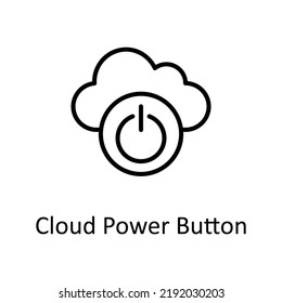 Cloud Power Button vector Outline Icon Design illustration on White background. EPS 10 File