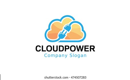 Cloud Power Logo Design Illustration