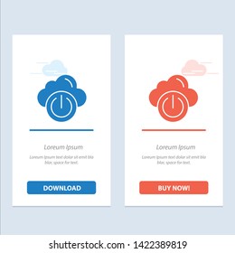 Cloud, Power, Network, Off  Blue and Red Download and Buy Now web Widget Card Template
