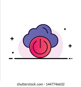 Cloud, Power, Network, Off  Business Flat Line Filled Icon Vector Banner Template