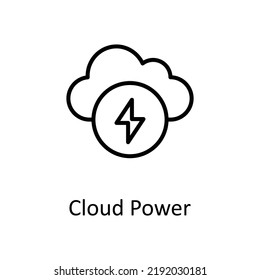 Cloud Power vector Outline Icon Design illustration on White background. EPS 10 File