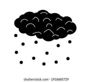 Wolke und Niederschlag in Form von Schnee auf weißem Hintergrund. Symbol. Vektorgrafik.