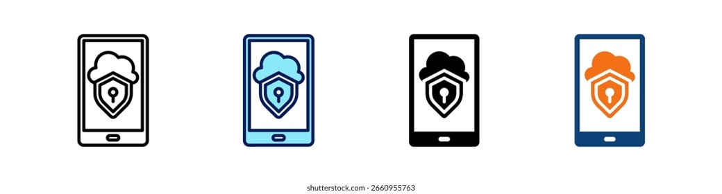 Cloud Datenschutz Alles in einem Symbol Multi Styles Vektorsatz