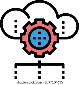 cloud processing icon  line color vector 