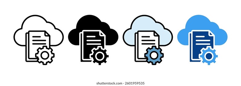 Cloud Processing Icon Set Multiple Style Collection