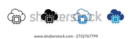 Cloud Processing Multiple Style Icon Design Vector - Cloud with processor chip, representing cloud processing, computing power, and scalable workloads