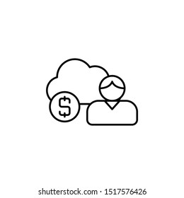 cloud, profile, money line icon on white background