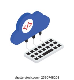 Cloud Programming Vector Flat Isometric Icon Style illustration. Eps 10 File
