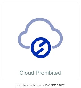 Cloud Prohibited and storage icon concept