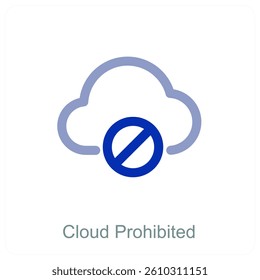 Cloud Prohibited and storage icon concept