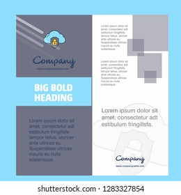 Cloud protected  Company Brochure Title Page Design. Company profile, annual report, presentations, leaflet Vector Background