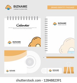 Cloud protected Logo, Calendar Template, CD Cover, Diary and USB Brand Stationary Package Design Vector Template