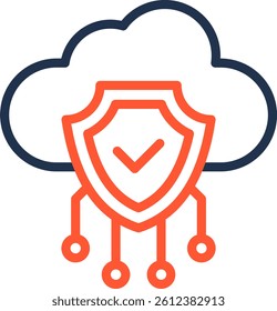 Cloud Protection Icon Color Line Vector Illustration