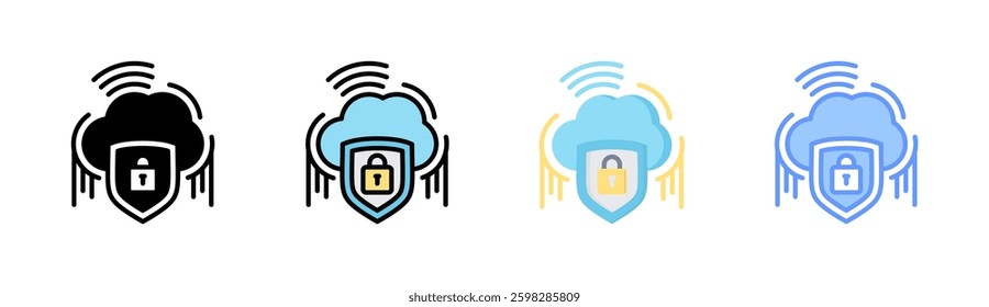 Cloud Protection Icon Element For Design
