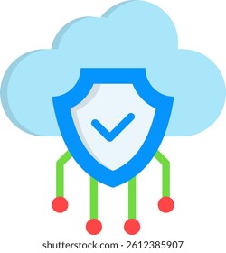 Cloud Protection Icon Flat Vector Illustration