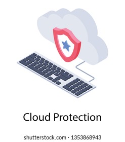 Cloud protection icon in isometric design.