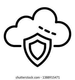 Cloud protection icon. Outline cloud protection vector icon for web design isolated on white background
