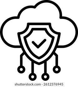 Cloud Protection Icon Outline Vector Illustration