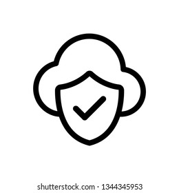 Cloud Protection Line Icon