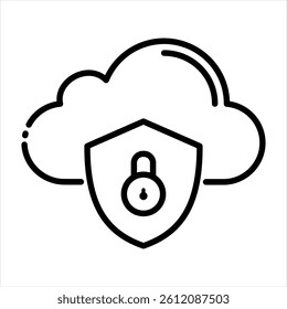 Cloud Protection Line Icon Vector Illustration