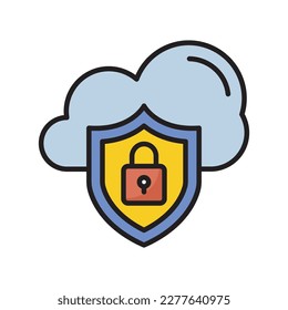 Cloud protection  vector filled outline Icon Design illustration. SEO Development And Marketing Symbol on White background EPS 10 File
