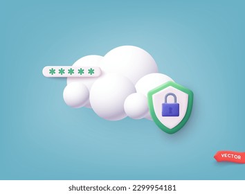 Cloud protection vector filled outline Icon Design illustration. SEO Development And Marketing Symbol on blue background. 3D Web Vector Illustrations.