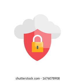 Cloud Protection Vector illustration. Cloud Computing Flat icon.