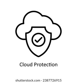 Ilustración de diseño de contorno vectorial de protección de la nube. Símbolo del archivo EPS 10 de fondo blanco