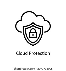 Cloud Protection vector Outline Icon Design illustration on White background. EPS 10 File
