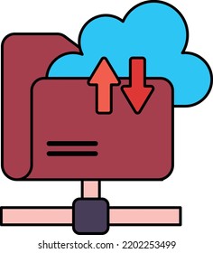 Cloud Public Private FTP Concept, Network Drive Vector Icon Design, Cloud Processing Symbol, Computing Services Sign, Web Services and Data Center stock illustration