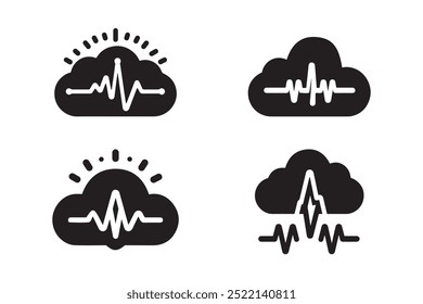 Cloud Pulse Icon Set Vector Illustration