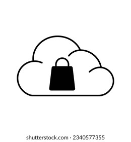 Cloud purchase Glyph Vector Icon that can easily edit or modify

