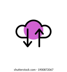 Cloud-violettes Schattenzeilensymbol. Internet der Dinge, Vektorgrafik auf weißem Hintergrund