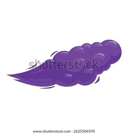 Cloud of purple smoke is floating and leaving a trail, ideal for representing smell, poison, or magic effects