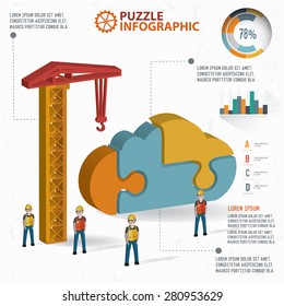 Cloud puzzle design,info graphic design,clean vector