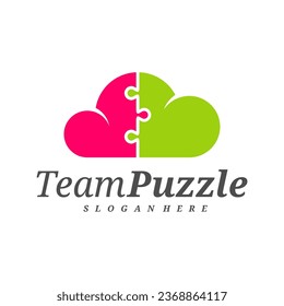 Cloud Puzzle logo design vector template, Vector label of puzzle, illustration, Creative icon, design concept