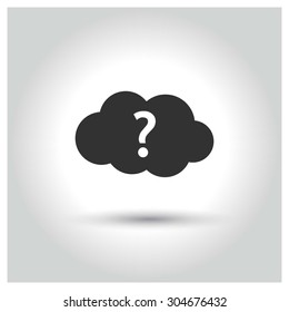 Cloud with question mark symbol icon. pictogram concept web buttons. vector illustration. Flat design style